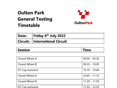  General testing at Oulton Park - Friday 8th July 2022